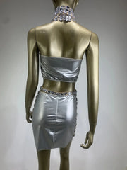 Lory Mesh Sequins Skirt Set