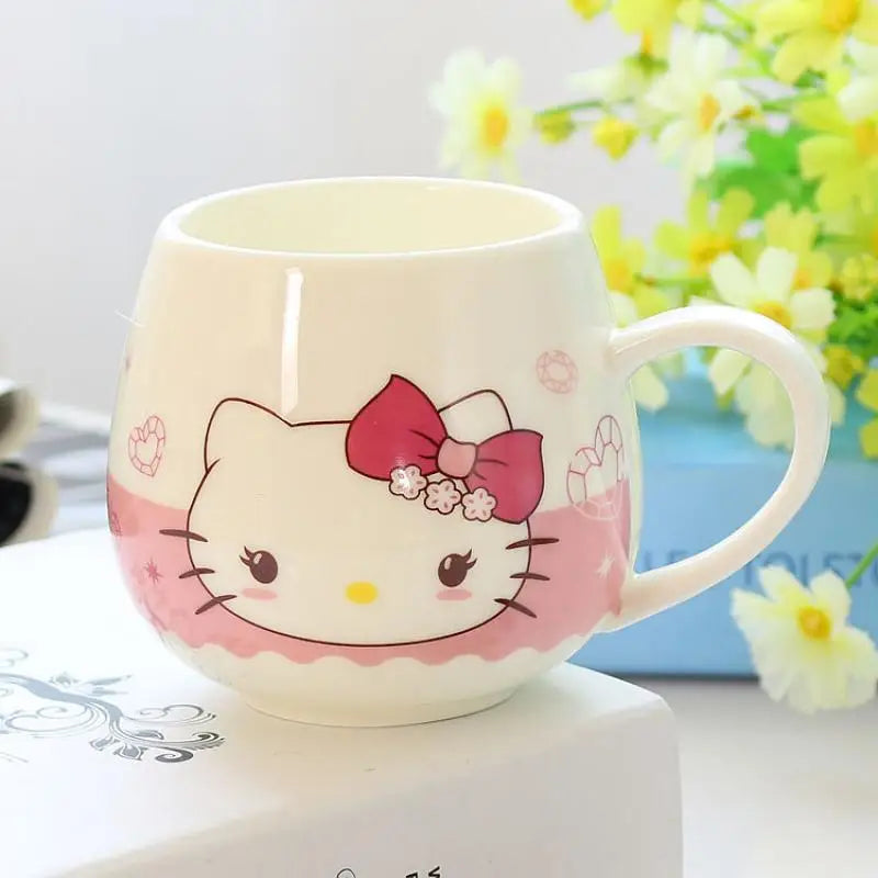 Cute Doraemon Hello Kitty Mug Ceramic Cup Fat Belly Cup Lovers Cup Creative Cartoon Bulb