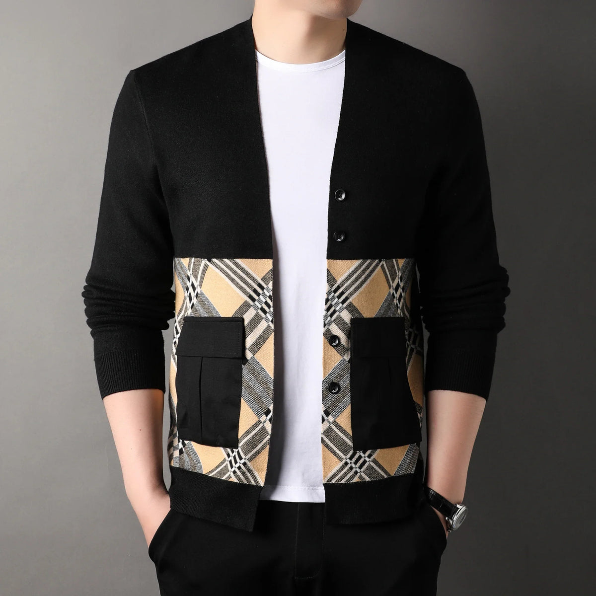 Men Knitted Cardigan Autumn Winter Fashion England Style