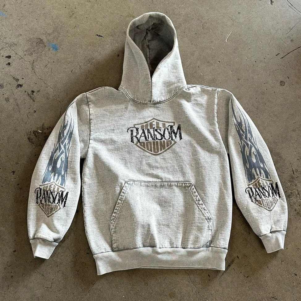 Y2K Hip Hop Letter Pattern Pullover Street Loose Sweatshirt Harajuku Gothic Hoodie Coat