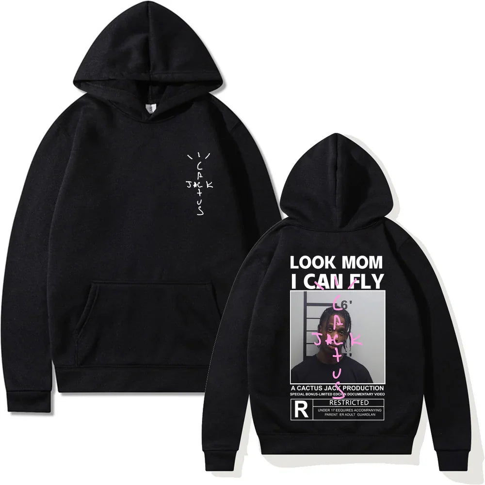 Cactus Jack Hoodies Hipster LOOK MOM I CAN FLY Travis Scott Sweatshirt y2k