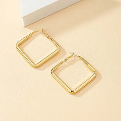 We're A Solid Team Square Shaped Hoop Earrings