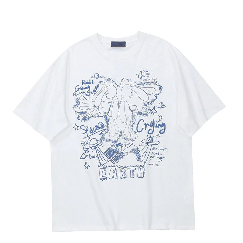Men's T-shirt Retro Graffiti Punk Funny T Shirt Girls Summer Print Short