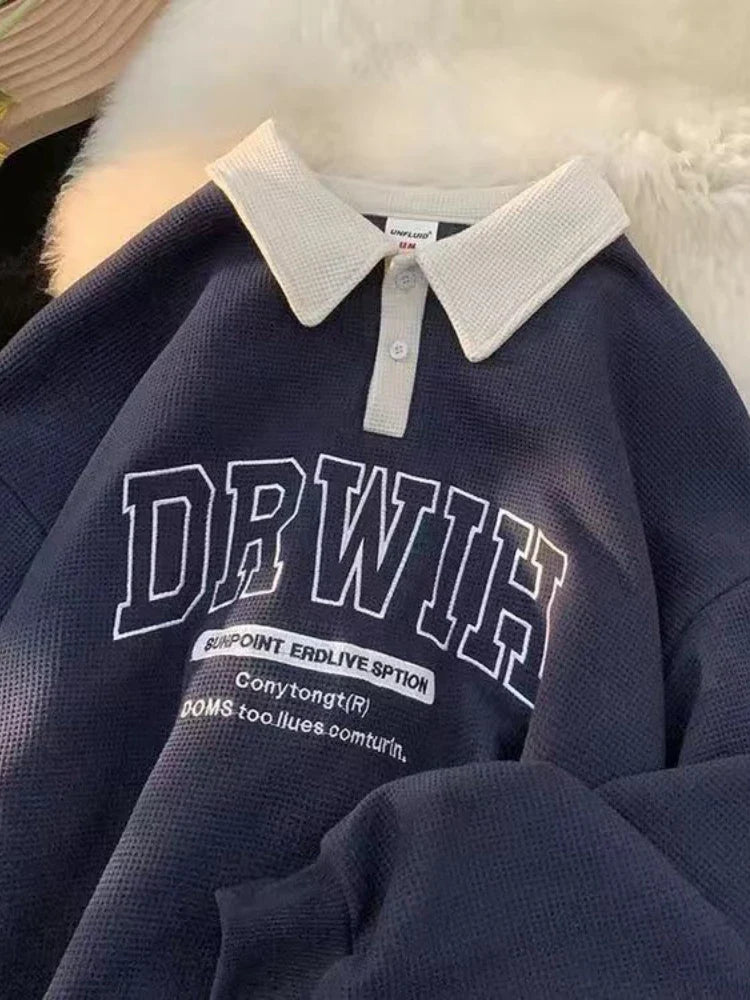 2023 New Style: Men's Turn Down Collar Shirt - Gmiixder Waffle Letter Casual Top