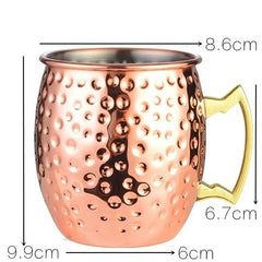 1pcs 550ml 18 Ounces Moscow Mule Mug Stainless Steel Hammered Copper Plated Beer