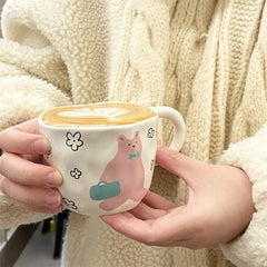 Ceramic Mug Hand Pinched Irregular Porcelain Coffee Cup Breakfast milk oatmeal cup