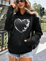 Butterfly Love Heart Printing Female Pullover Hoodie