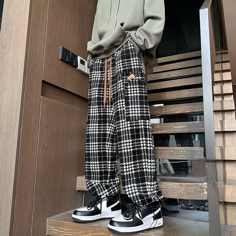 Men Autumn Winter Sweatpants Thicken Hip Hop Streetwear Casual Baggy