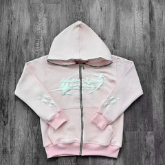 Y2K-Inspired Letter Print Hoodies Stylish Zip-Up Sweatshirts for Women