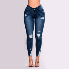 Stretch High Waist Ripped Skinny Jeans Women