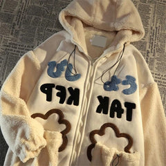 Hoodie Cotton Clothing Women Cute Ears Lamb Velvet Cotton Fashion Loose  Hoodie Warm Coat