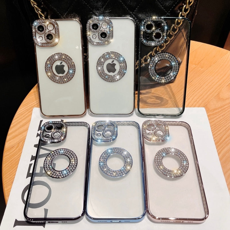 Deluxe Bling Diamond Phone Case for iPhone Transparent Soft Silicone