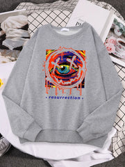 Colorful Eye Illustration With Melting Happy Face Print Men Sweatshirt Pullover Fashion