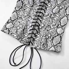 No Intro Needed Snake Print Lace Up Top