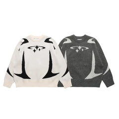 Men's Vintage Knitwear Y2K Stars Print Sweaters Winter Harajuku Oversized Pullover