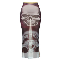 Skulls Print Skirt