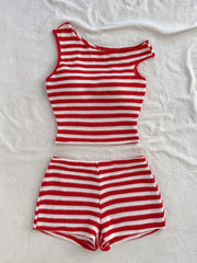 Desert Summers Red Striped Two Piece Set
