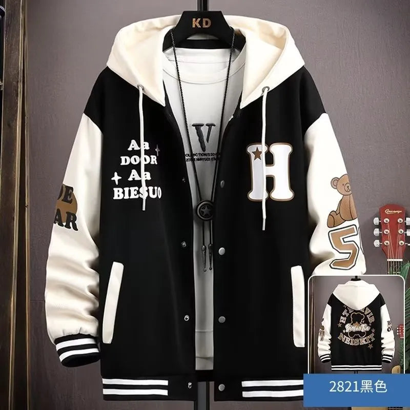Japanese Style Hooded Cargo Jacket Men's Spring Autumn Fashion