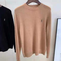 Spring And Autumn Knitted Embroidery Pullover Round Neck V-Neck Long Sleeve Luxury