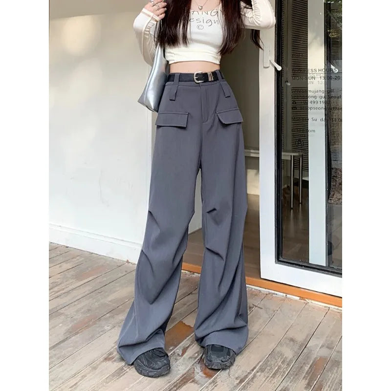 Cargo Pants Women High Waist Loose Fashion Wide Leg Autumn Winter Casual