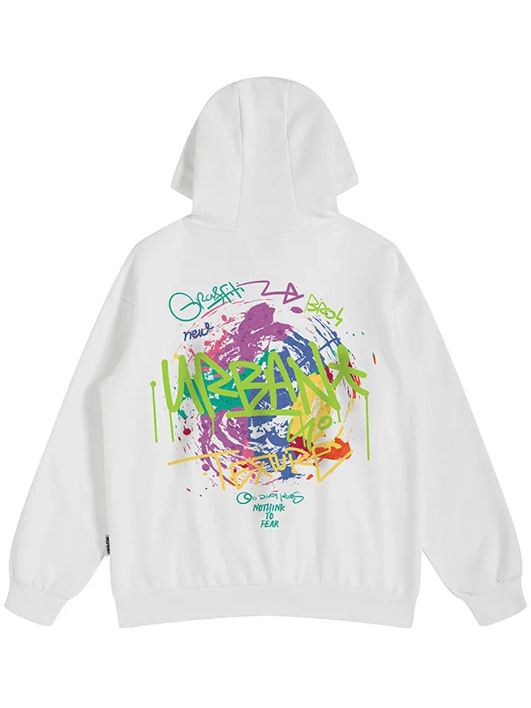 Autumn Graffiti Letter Printed Pullovers Hip Hop Hoodies For Men