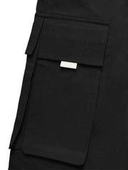 Men Cargo Pant Solid Mid Waist Elastic Tooling Trousers