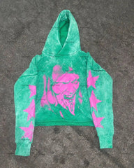 2023 New Devil Print American Street Trend Oversized Hoodie Men Gothic Punk Loose