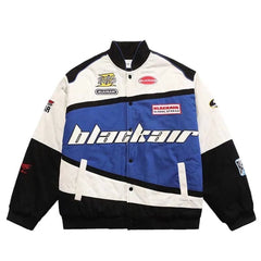 Men Motorcycle Jacket Coat Letter Print Vintage