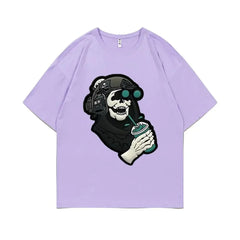 Men's Gothic Vintage Skeleton Coffee Graphic Print Tee
