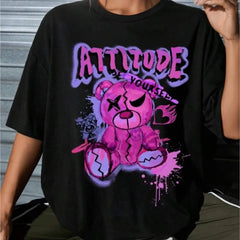 Spring Cotton 'Be Your Self' Bear Women Tee Streetwear Comfort