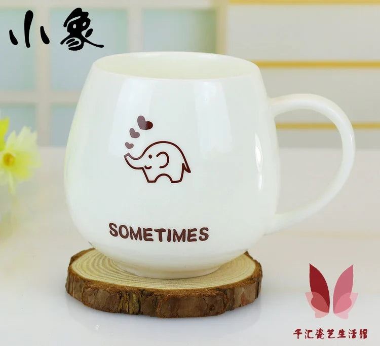 Cute Doraemon Hello Kitty Mug Ceramic Cup Fat Belly Cup Lovers Cup Creative Cartoon Bulb