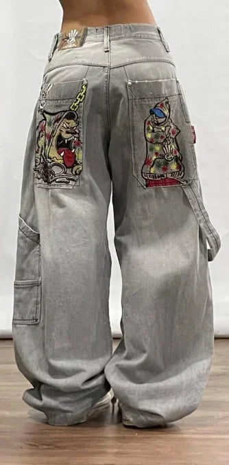 Y2k New Retro Street Clothing Harajuku Hip Hop Jeans Gothic Punk Fashion
