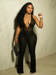 Heart Desire Black Mesh Jumpsuit