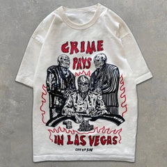 Hip Hop Y2K Streetwear Cowboy T-shirt Skeleton Print Men