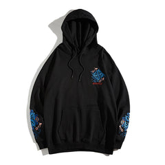 Hoodies For Men Coat Harajuku Totem Embroidery Black