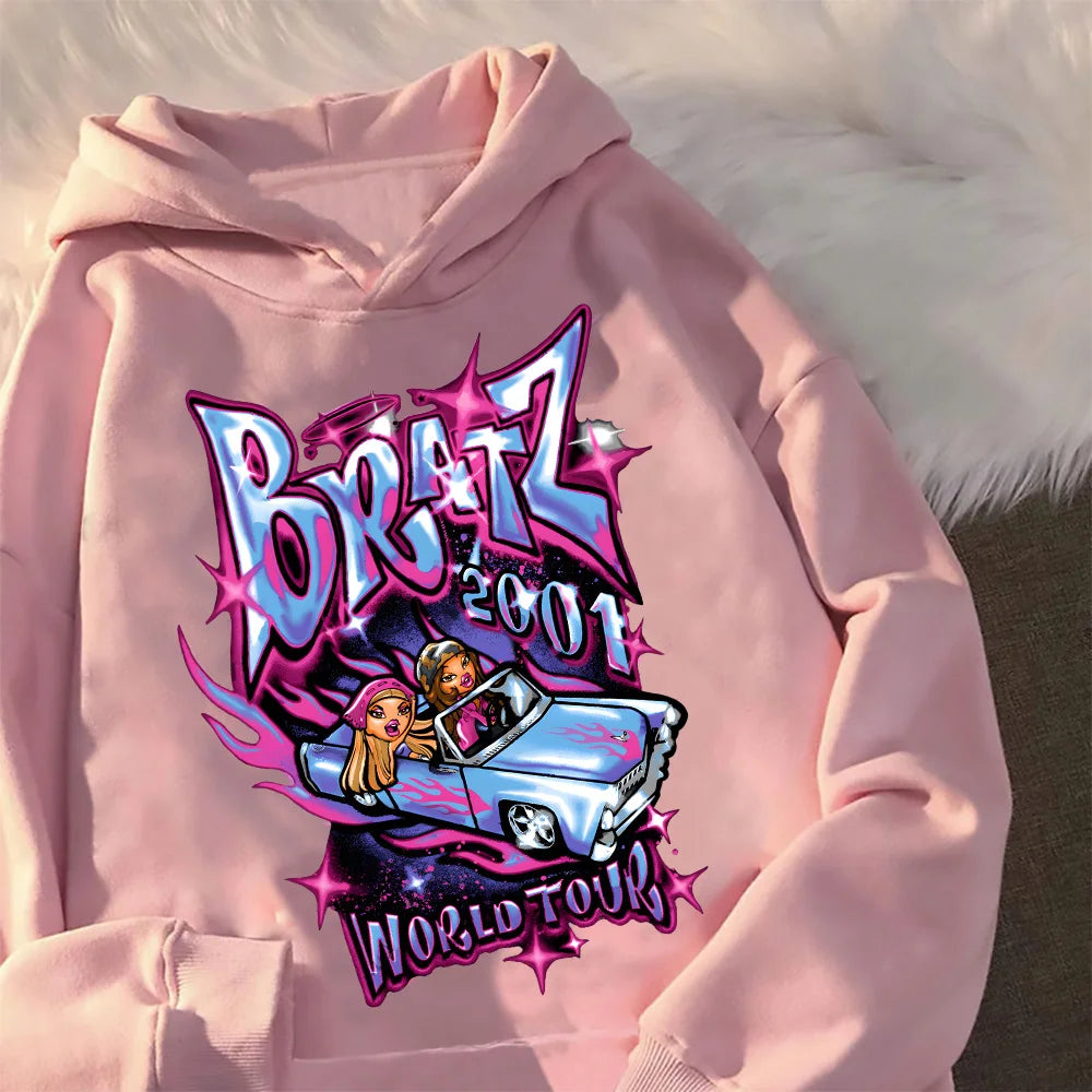 Bratz Letter Hoodies Men Casual Black Tops harajuku Fashion Streetwear