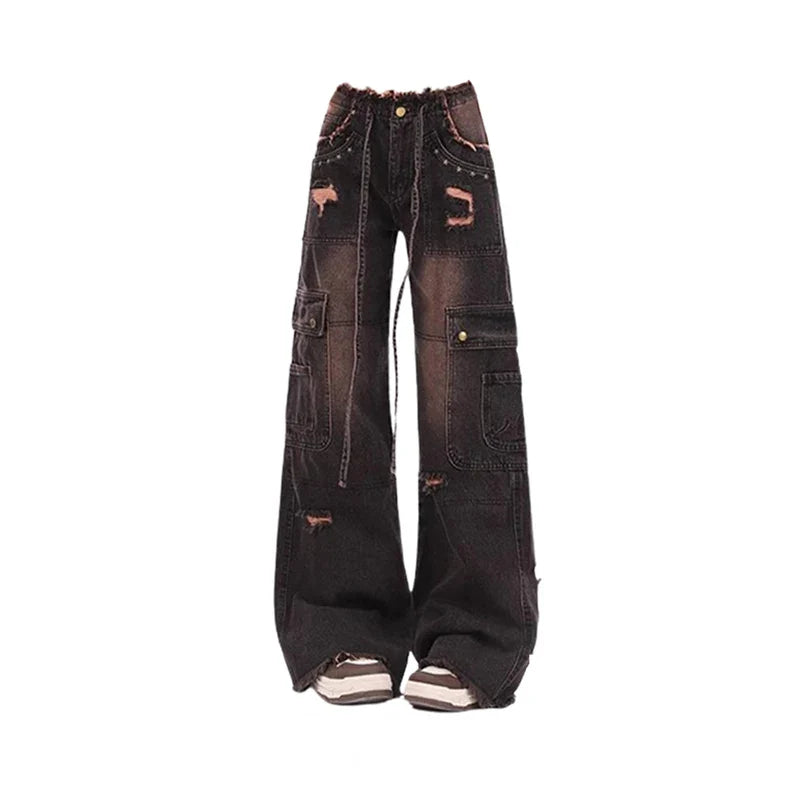 Jeans Y2k High Waist Wide Leg Denim Trousers Jean Pants Emo 2000s