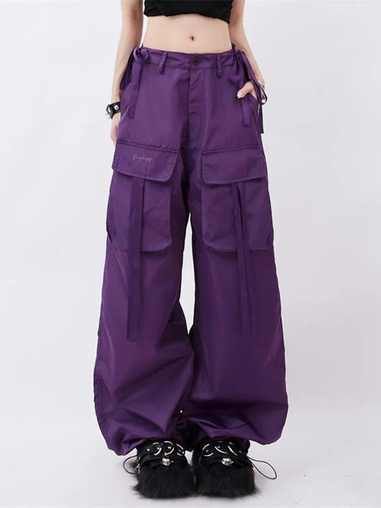 2024 New Streetwear Cargo Pants Women Joggers High Waist Loose Hip Hop