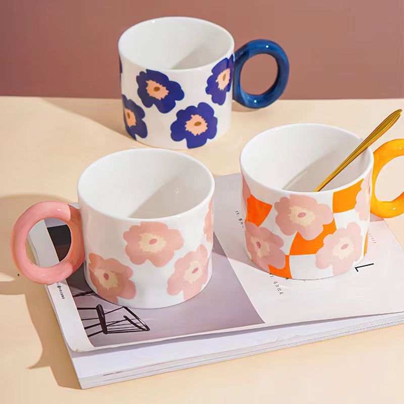 Ceramic single cup with handle  modern simple
