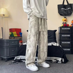 Casual High Street Corduroy Letter Printed Wide Leg Streetwear