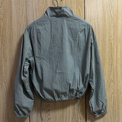Jacket Female Collar Drawstring Zipper Long Sleeve Sun Protective Sports Coat