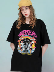 Skull Mushrooms Print Tee