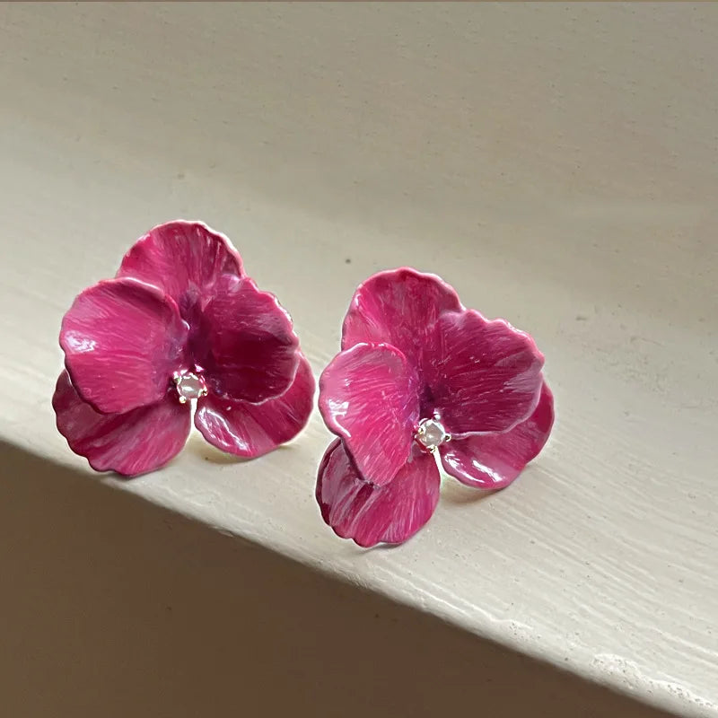 Pink Flower Earrings