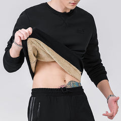 Men Winter Sweatshirts  Warm Sportswear Zipper Long Sleeve Sweat Shirts Male Black Vintage