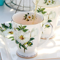 Coffee mugs porcelain floral painting vintage countryside