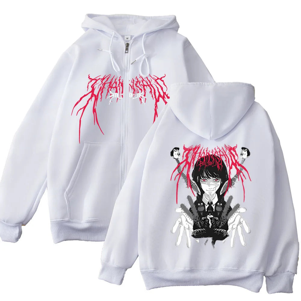 Chainsaw Men Gothic Zipper Hoodie Anime Streetwear