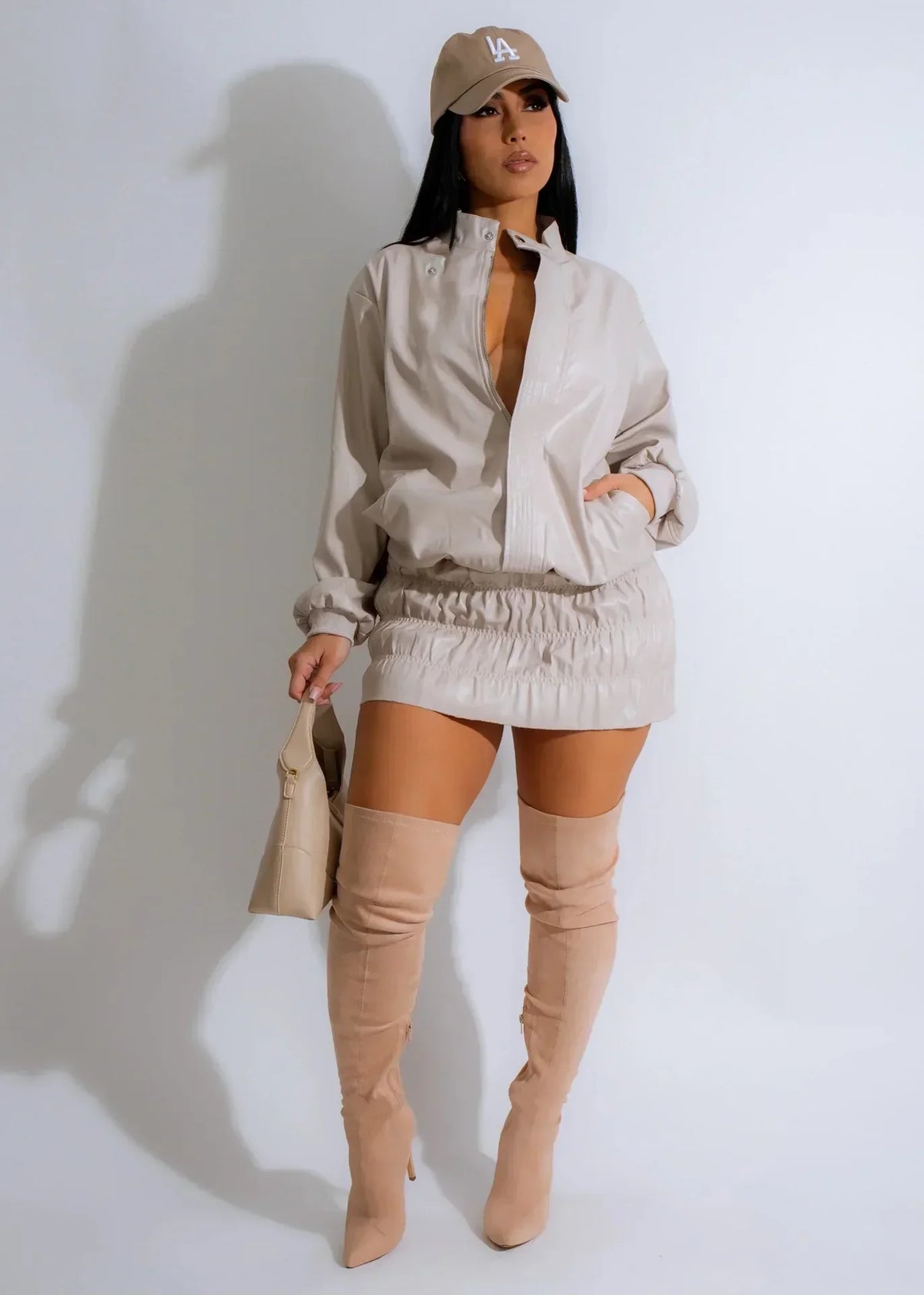 Baddie Alert Leather Two Piece Skirt Set