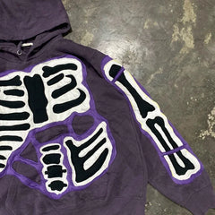 Y2K baggy Street Hip Hop Casual Loose All-Match Pullover Hoodies Goth Purple Ripped