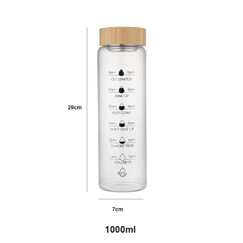 1000ml Large Capacity Glass Water Bottle Marker