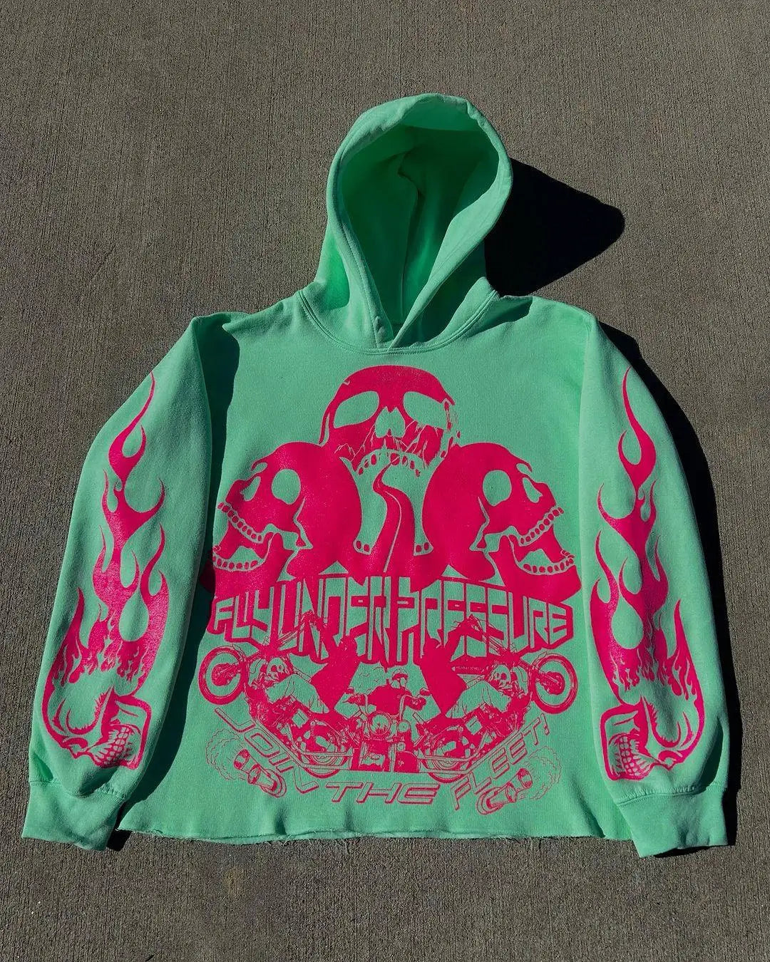 Y2K Skull Print Oversized Hoodie Casual Harajuku Sweatshirt for Women